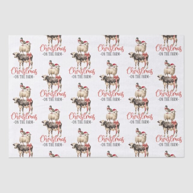 Christmas on the Farm Barnyard Animal Tissue Paper (Front)