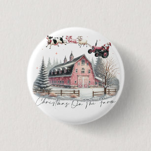 Christmas on the Farm,Merry Christmas 3 Cm Round Badge
