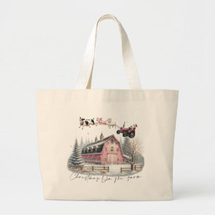 Christmas on the Farm,Merry Christmas Large Tote Bag