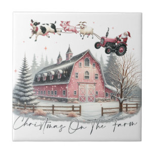 Christmas on the Farm,Merry Christmas Tile