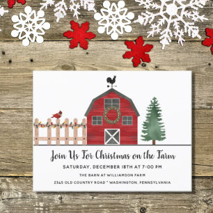 Christmas on the Farm Rustic Holiday Party Invite  Postcard