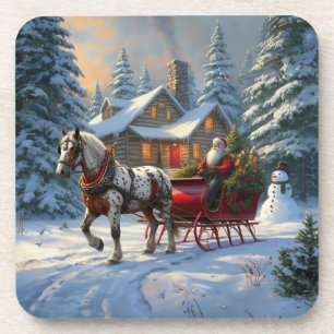 Christmas One-horse Sleigh Santa Coaster