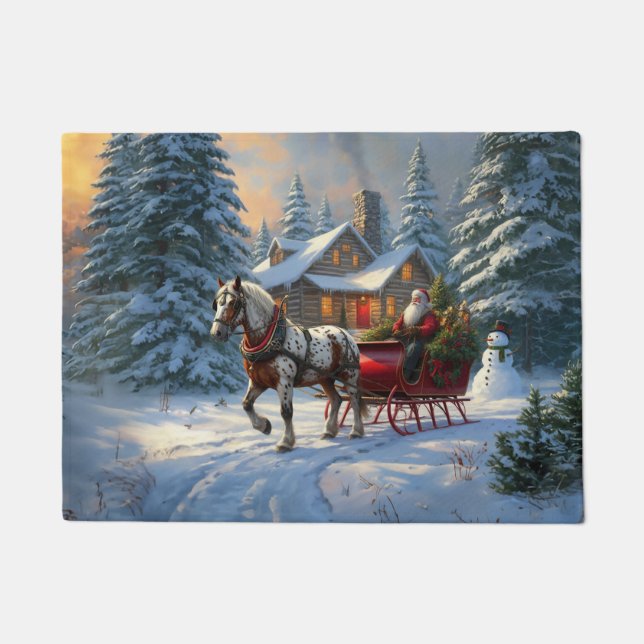 Christmas One-horse Sleigh Santa Doormat (Front)