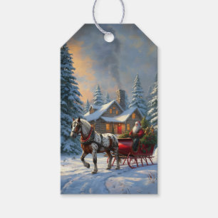 Christmas One-horse Sleigh Santa Gift Tags