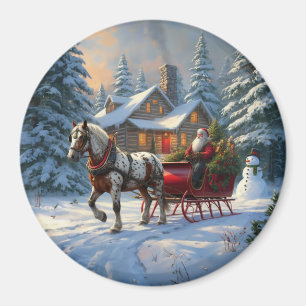 Christmas One-horse Sleigh Santa Magnet