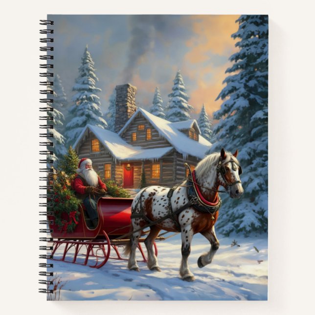 Christmas One-horse Sleigh Santa Notebook (Front)