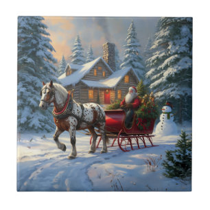 Christmas One-horse Sleigh Santa Tile