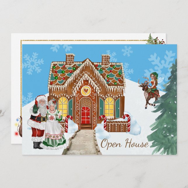 Christmas Open House Invitation with Santa (Front/Back)