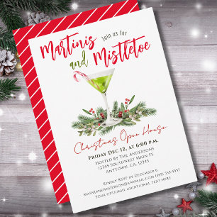 Christmas Open House Martinis & Mistletoe Party Invitation