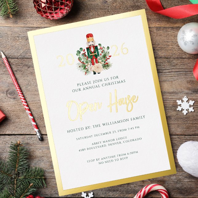 Christmas Open House Nutcracker Script (Christmas Open House 2026 Nutcracker Script Foil Invitation)