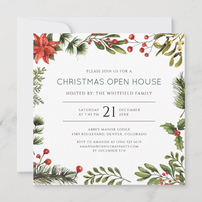 Christmas Open House Party Invitation (Front)