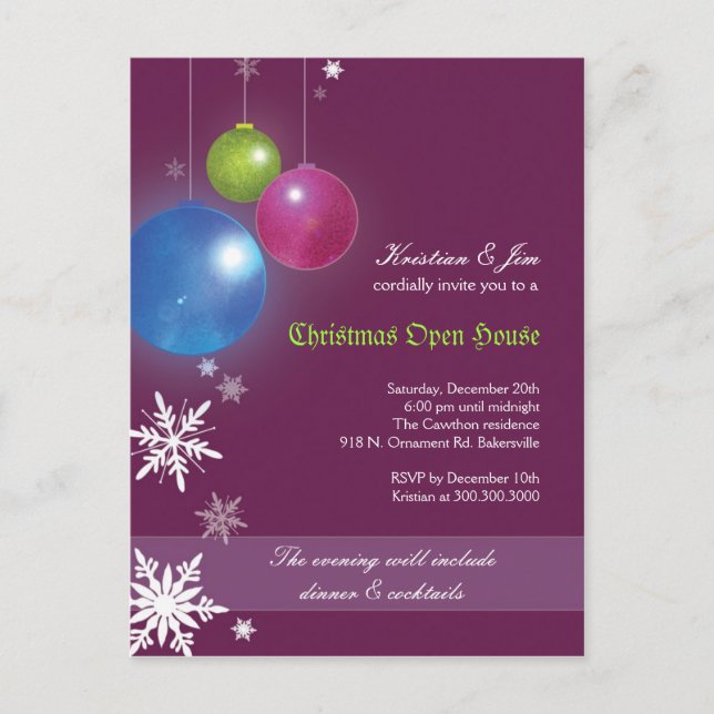 Christmas Open House Party Invitation Postcard (Front)