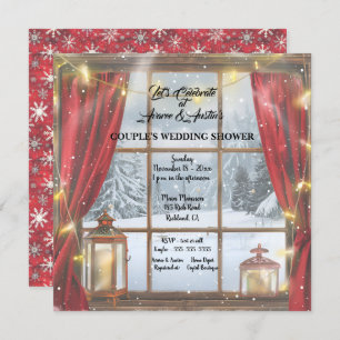 Christmas Open Window Couple's Wedding Shower  Holiday Card