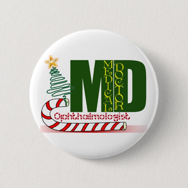 CHRISTMAS OPHTHALMOLOGIST 6 CM ROUND BADGE (Front)