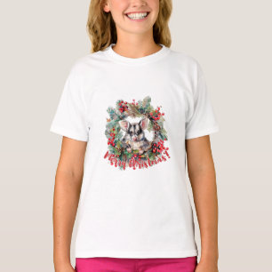 Christmas Opossum Berries Holly Leaves T-Shirt