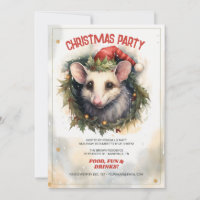 Christmas opossum Watercolor