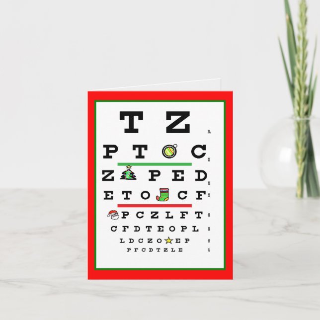 Christmas Optometrist Eye Chart Christmas Card (Front)