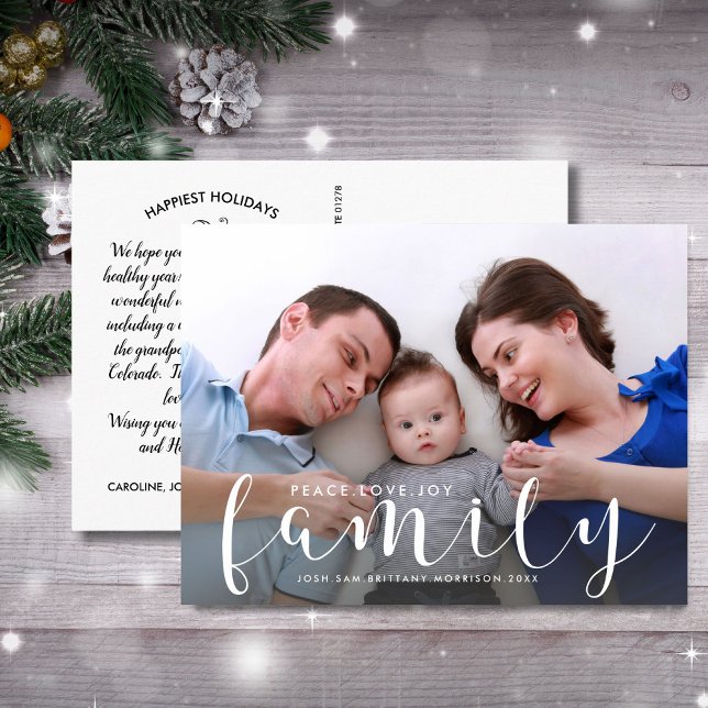 Christmas or New Years Happy Holiday Family Photo Postcard (Creator Uploaded)