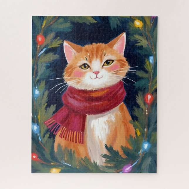 Christmas Orange Cat Festive Pet Jigsaw Puzzle (Vertical)