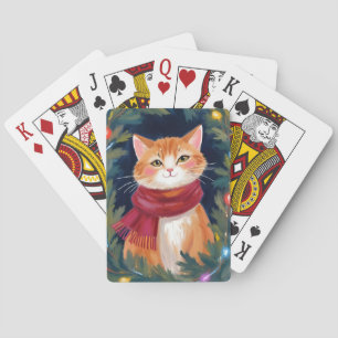 Christmas Orange Cat Festive Pet Playing Cards