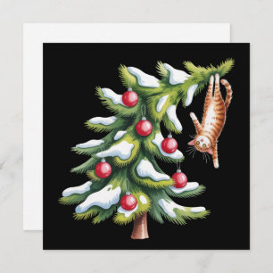 Christmas Orange Cat Tree Cats Lover Family Xmas Holiday Card