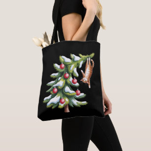 Christmas Orange Cat Tree Cats Lover Family Xmas Tote Bag