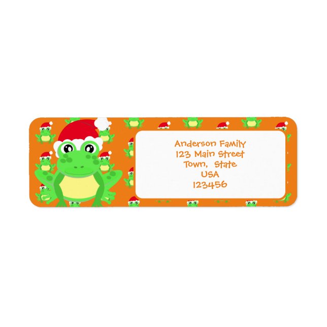 Christmas Orange Frog Santa Hat Pattern Cute Novel (Front)