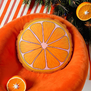 Christmas orange fruit round cushion