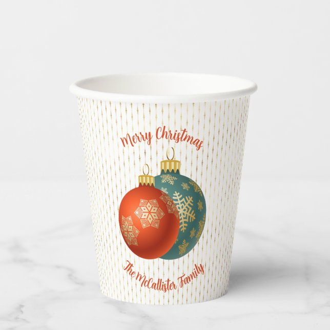 Christmas Orange Ornaments Paper cup (Front)