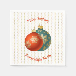 Christmas Orange Ornaments Paper Napkin