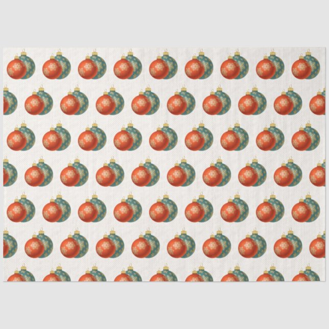 Christmas Orange Ornaments Tissue Paper (Front)