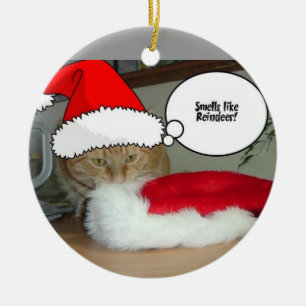 Christmas Orange Tabby Cat Ceramic Tree Decoration