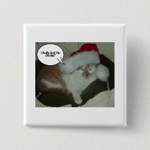 Christmas Orange Tabby Cat Humbug Button