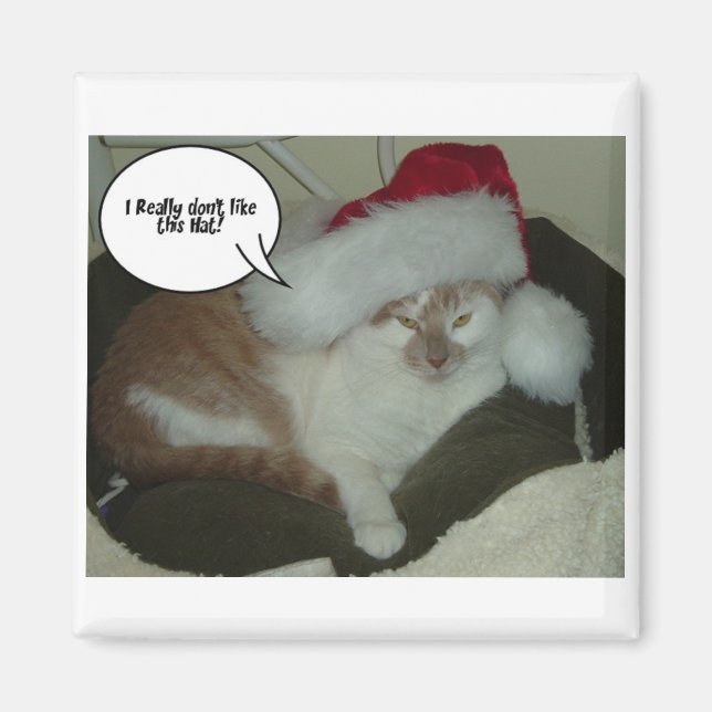 Christmas Orange Tabby Cat Humbug Magnet (Front)