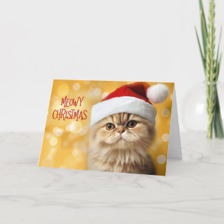 Christmas Orange Tabby Cat in a Santa Hat Holiday Card