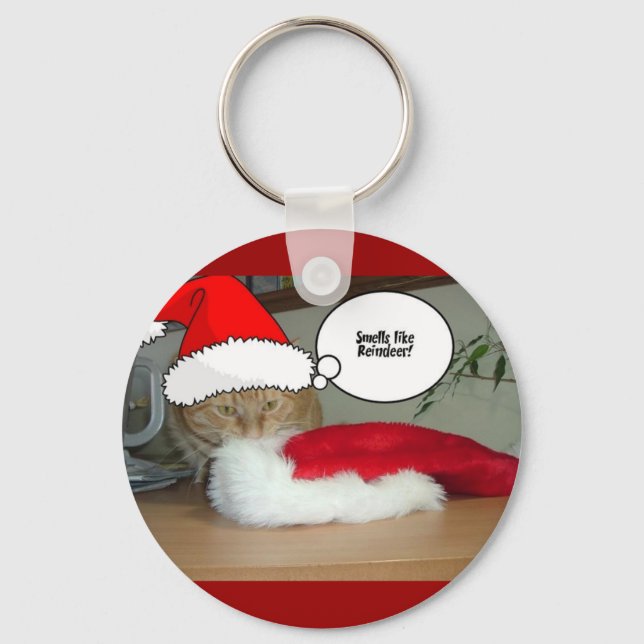 Christmas Orange Tabby Cat Key Ring (Front)