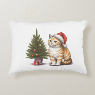 Christmas Orange Tabby  Decorative Cushion