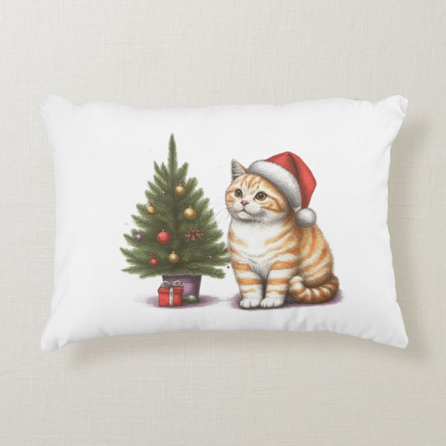 Christmas Orange Tabby  Decorative Cushion (Front)