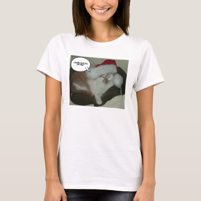Christmas Orange Tabby Kitty Cat T-Shirt (Front)