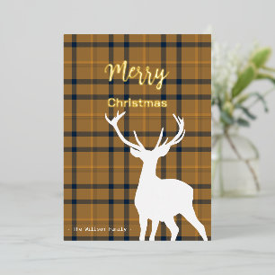 Christmas Orange Tartan And Deer