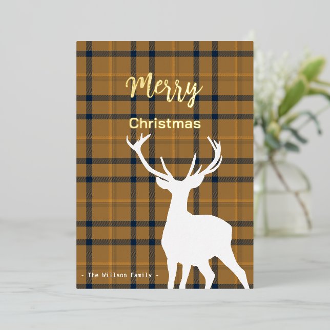 Christmas Orange Tartan And Deer (Standing Front)