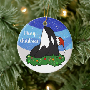 Christmas Orca  Ceramic Tree Decoration