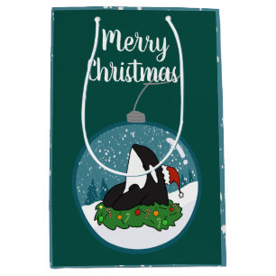 Christmas Orca Killer Whale Medium Gift Bag