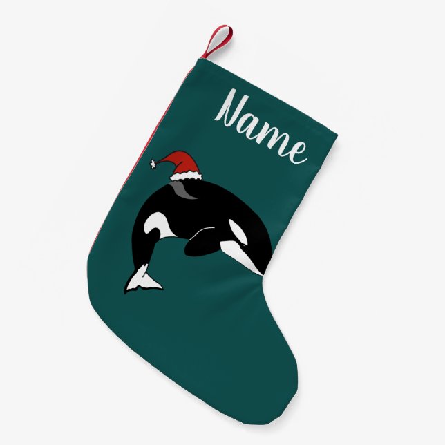 Christmas Orca Killer Whale  Small Christmas Stocking (Front (Hanging))