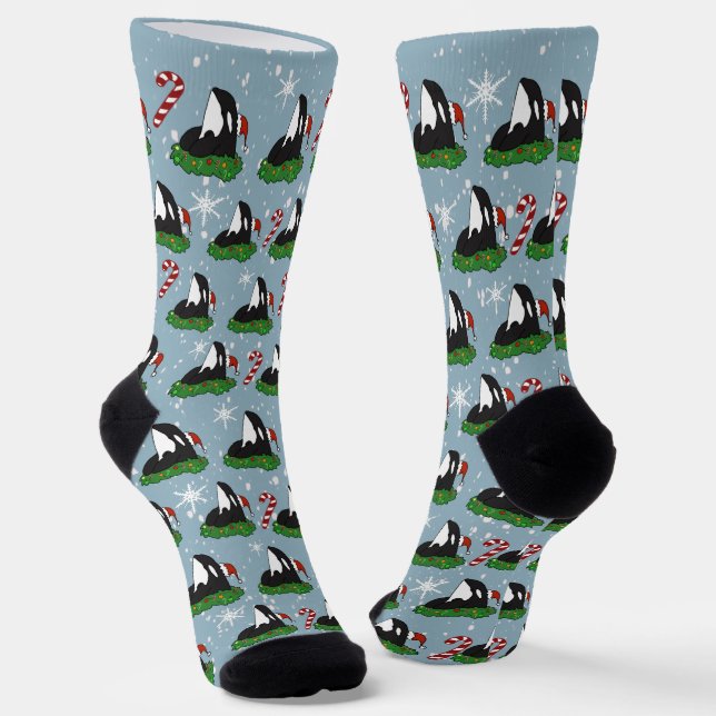 Christmas Orca Killer Whale  Socks (Angled)