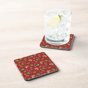Christmas Ornamant  & Candy Cane Pattern Coaster