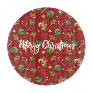 Christmas Ornamant  & Candy Cane Pattern Cutting Board