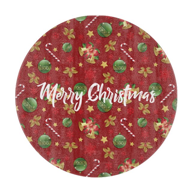Christmas Ornamant  & Candy Cane Pattern Cutting Board (Front)
