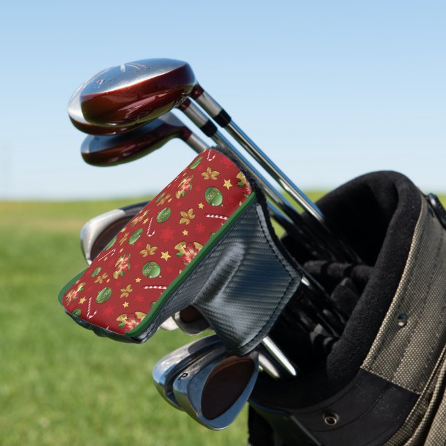 Christmas Ornamant  & Candy Cane Pattern Golf Head Cover (In Situ)