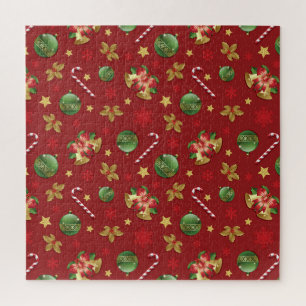Christmas Ornamant & Candy Cane Pattern Jigsaw Puzzle